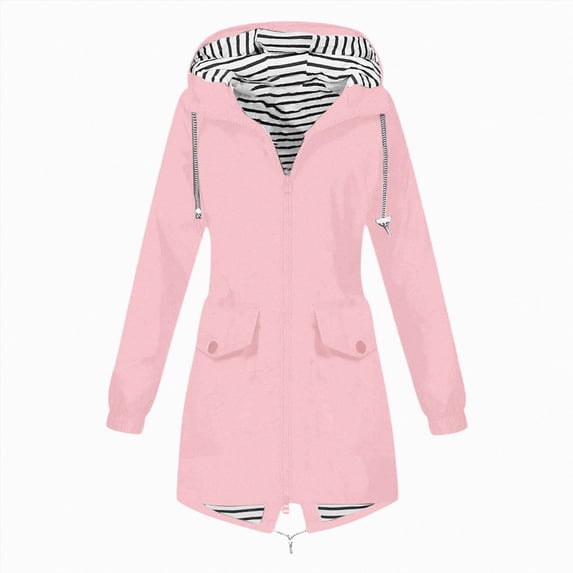 WXFAZCVU Girl's Rain Jackets Water Proof Hoodie Trench Coat Kids Cute Dress Coat Outerwear Size 7-8 Years