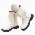 thumbnail image 1 of WXFAZCVU Girls Boots Bow Shaped Side Zipper Platform Leather Boots Versatile Daily School Size 10, 1 of 5