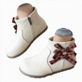 thumbnail image 1 of WXFAZCVU Girls Bow Ankle Boots Cute Round Toe Side Zipper Kids Booties Dress Party Shoes Size 11.5, 1 of 5