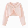 thumbnail image 1 of WXFAZCVU Girls Cardigan School Clothes Kids Cotton Ruffle Long Sleeve Button Knit Sweater Size 7-8 Years, 1 of 3