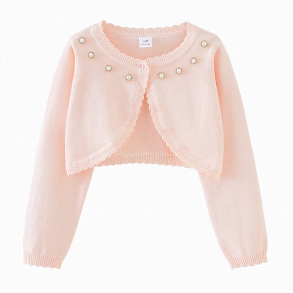 WXFAZCVU Girls Cardigan School Clothes Kids Cotton Ruffle Long Sleeve Button Knit Sweater Size 7-8 Years