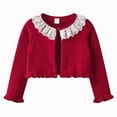 thumbnail image 1 of WXFAZCVU Girls Cardigan School Clothes Kids Cotton Ruffle Long Sleeve Button Knit Sweater Size 7-8 Years, 1 of 4