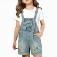 thumbnail image 1 of WXFAZCVU Girls Denim Overalls Kids Summer Short Rompers with Pockets Cotton Jumpsuits Size 13-14 Years, 1 of 3