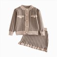 thumbnail image 1 of WXFAZCVU Girls Fall Outfits Button Down Sweater Jacket and Skirt Kids Trendy Clothing Set Size 4-5 Years, 1 of 4