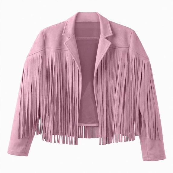 WXFAZCVU Girls Fashion Jacket with Tassel Kids Retro Fall Clothes Outdoor Vacation Going Out Size 11-12 Years