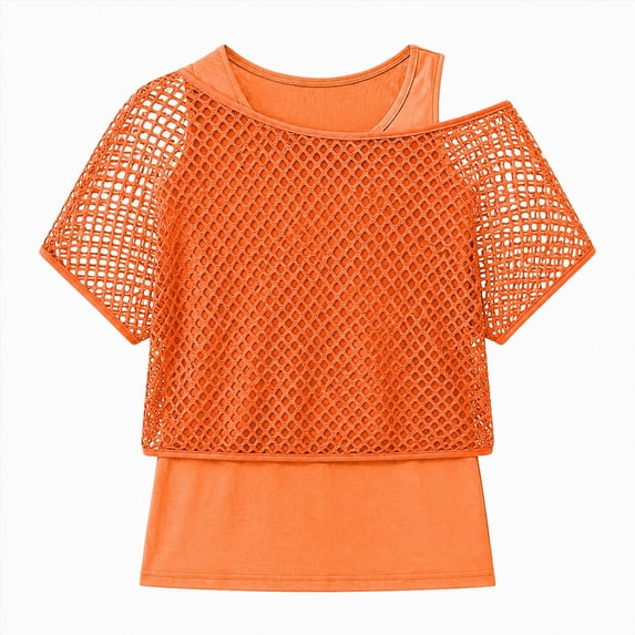 WXFAZCVU Girls Fashion Tops Mesh Shirt with Tank Top Summer Clothes Kids Trendy Going Out Size 8-9 Years