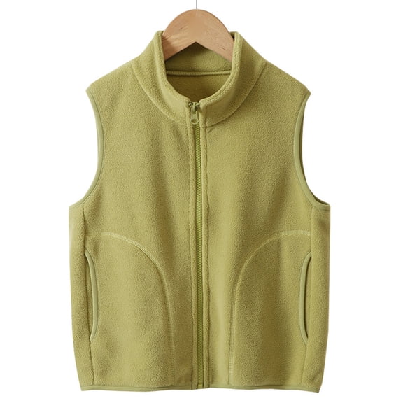 WXFAZCVU Girls Fleece Vest Sleeveless Outerwear Zipper Jacket Fall Winter Coat with Pockets Size 3-4 Years