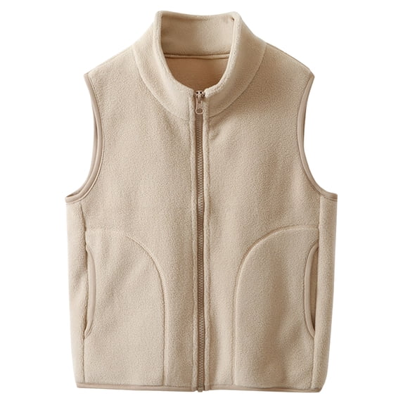 WXFAZCVU Girls Fleece Vest Sleeveless Outerwear Zipper Jacket Fall Winter Coat with Pockets Size 5-6 Years