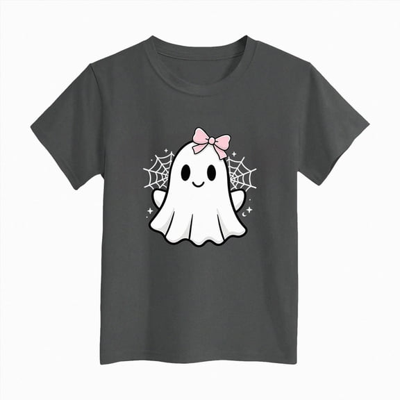 WXFAZCVU Girls Halloween Fashion Shirts Ghost Graphic Tees Kids Spooky Season Short Sleeve Tee Tops Size 3-4 Years