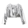 thumbnail image 1 of WXFAZCVU Girls Jacket Sequin Cape Coat Cropped Cardigan Kids Trendy Clothes Everyday Wear Size 8-9 Years, 1 of 2