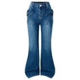 thumbnail image 1 of WXFAZCVU Girls Jeans Bow Flare Pants Bell Bottom Denim Trousers Fashion Clothes Going Out Size 9-10 Years, 1 of 4