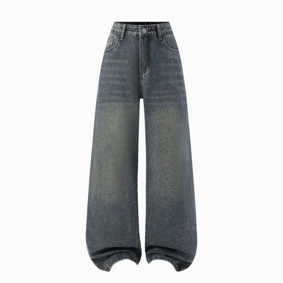 WXFAZCVU Girls Jeans Soft Versatile Denim Pants High Waisted Trousers Fashion Streetwear Size 13-14 Years