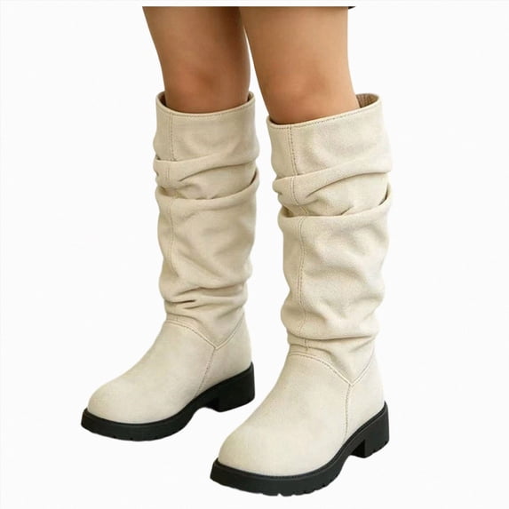 WXFAZCVU Girls Knee High Boots Over Knee Long Boots Round Toe Princess Shoes Fashion Goingout Size 2.5