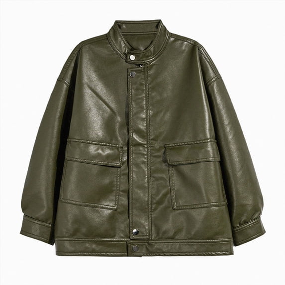 WXFAZCVU Girls' Leather Jacket Long Sleeve Lightweight Trendy Streetwear Fall Winter Clothes Size 6