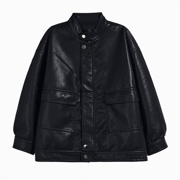 WXFAZCVU Girls' Leather Jacket Long Sleeve Lightweight Trendy Streetwear Fall Winter Clothes Size 6