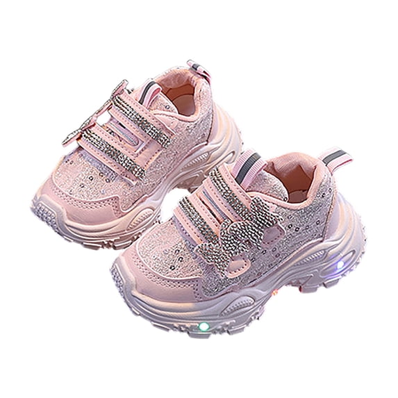 WXFAZCVU Girls Light Up Sneakers Rhinestone Fashion Shoes Lightweight Shoes Going Out Size 9