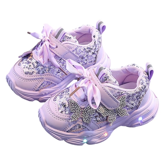 WXFAZCVU Girls Light Up Sneakers Round Toe Casual Walking Gym Lightweight Shoes Going Out Size 4.5