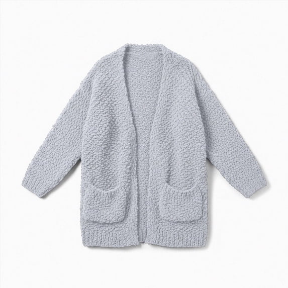 WXFAZCVU Girls Long Sleeve Cardigan Kids Casual Open Front Sweater Fall Lightweight Outerwear Size 13-14 Years