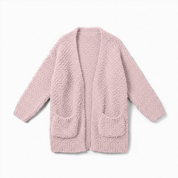 WXFAZCVU Girls Long Sleeve Cardigan Kids Casual Open Front Sweater Fall Lightweight Outerwear Size 5-6 Years