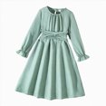 thumbnail image 1 of WXFAZCVU Girls Long Sleeve Dress Crewneck Casual Party Dresses Kids Back to School Outfits Size 10-11 Years, 1 of 5