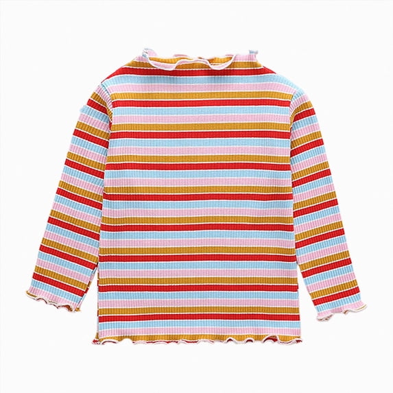 WXFAZCVU Girls' Long Sleeved T Shirt Cotton Pullover Tops Versatile Fall Clothes Going Out Size 3-4 Years