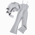 thumbnail image 1 of WXFAZCVU Girls Outfits Trendy Long Sleeved Crop Tops and Loose Sleeveless Jumpsuit Kids Set Size 12 Years, 1 of 4