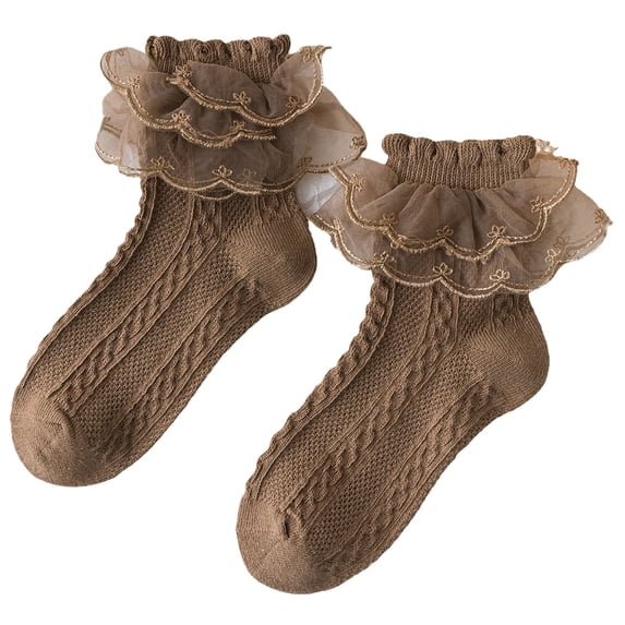 WXFAZCVU Girls Ruffle Socks Lightweight Breathable Lace Dress Socks for Toddler Daily Wear Size 4-6 Years
