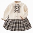 thumbnail image 1 of WXFAZCVU Girls School Outfits Button Down Long Sleeve Top and Skirts Set Fall Fashion Clothes Size 6-7 Years, 1 of 4