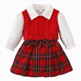 thumbnail image 1 of WXFAZCVU Girls School Outfits Dress Shirt Knitted Sleeveless Vest and Skirts Set Fashion Clothes Size 5Y, 1 of 4