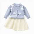 thumbnail image 1 of WXFAZCVU Girls School Outfits Flower Button Down Sweater and Skirt Set Kids Trendy Clothes Size 4 Years, 1 of 5