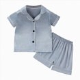 thumbnail image 1 of WXFAZCVU Girls' Short Sleeve Pajama Set Button Down Shirt and Shorts Soft Kids Sleepwear Size 4-5 Years, 1 of 4