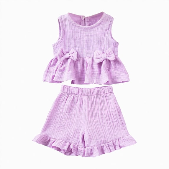 WXFAZCVU Girls Summer Outfits Baby Girl Clothes Ruffle Tank Tops Cute Short Set Going Out Size 6-9 Months