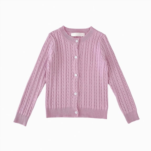 WXFAZCVU Girls Sweater Cardigan Round Neck Knitted Long Sleeve Sweater Vacation Going Out Size 6-7 Years