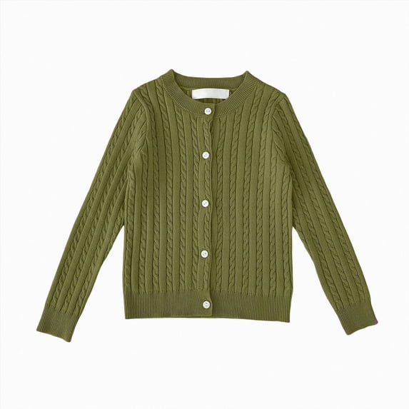 WXFAZCVU Girls Sweater Cardigan Round Neck Knitted Long Sleeve Sweater Vacation Going Out Size 7-8 Years