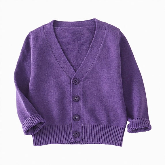 WXFAZCVU Girls Sweater V Neck Knitted Button Up Cotton Cardigan Versatile Fall Clothes Size 2-3 Years