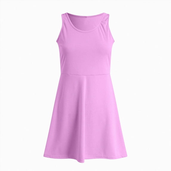 WXFAZCVU Girls Tank Dresses Crew Neck Versatile Sleeveless Dress Back to School Outfits Size 4-5 Years