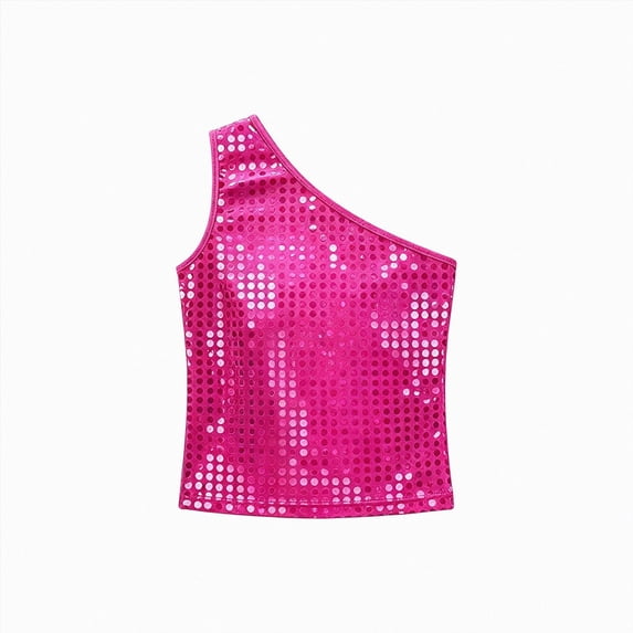 WXFAZCVU Girls Tank Tops One Shoulder Sleeveless Shirt Vocation Goingout Fashion Clothes Size 3-6 Years