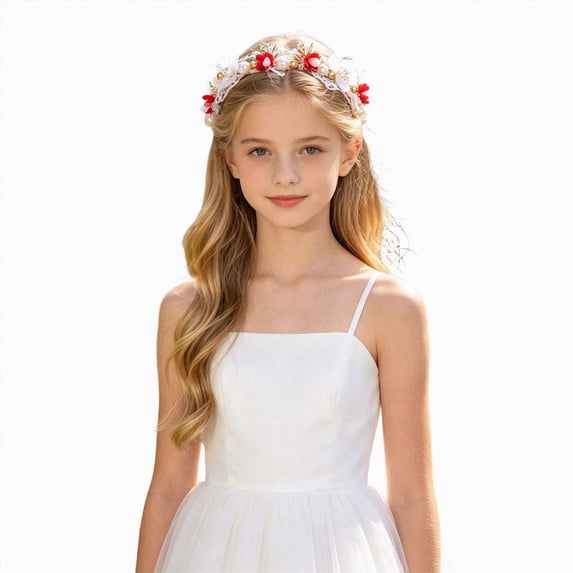 WXFAZCVU Hair Accessories Bridal Pearl Flower Headpiece Headband for Girls Flower Girls