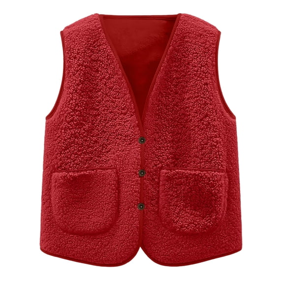 WXFAZCVU Kids Fleece Vest Girls Fashion Sleeveless Jacket Button Down Outerwear Going Out Size 11-12 Years