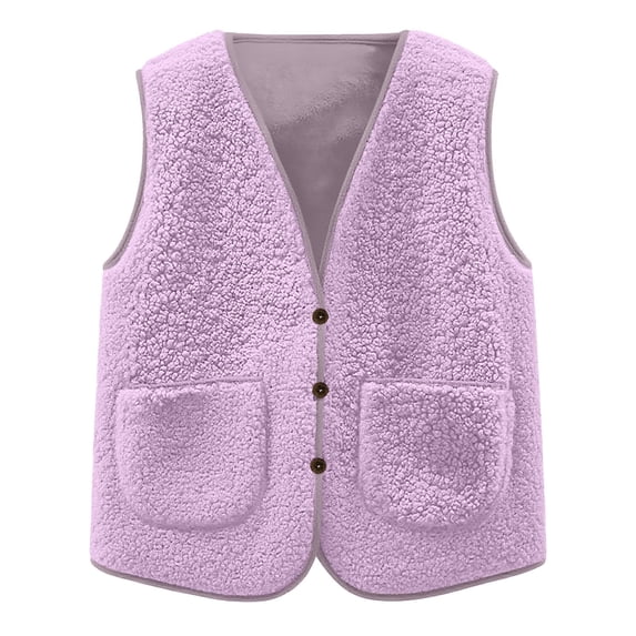 WXFAZCVU Kids Fleece Vest Girls Fashion Sleeveless Jacket Button Down Outerwear Going Out Size 11-12 Years