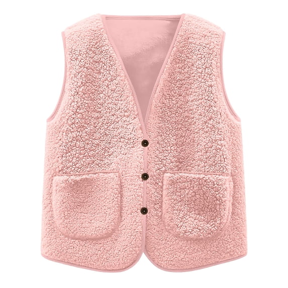 WXFAZCVU Kids Fleece Vest Girls Fashion Sleeveless Jacket Button Down Outerwear Going Out Size 7-8 Years