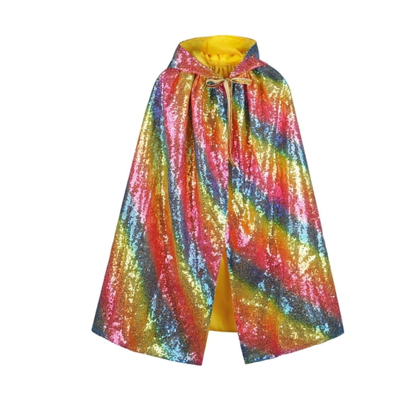 WXFAZCVU Kids Hooded Cape Girls Fashion Sequin Cape Birthday Party Jacket Baby Clothes Size 4-12 Years