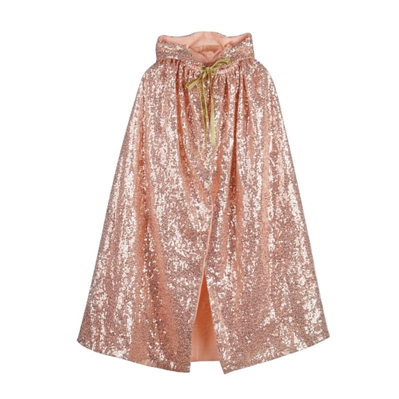 WXFAZCVU Kids Hooded Cape Girls Fashion Sequin Cape Birthday Party Jacket Baby Clothes Size 4-12 Years
