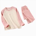 thumbnail image 1 of WXFAZCVU Pajamas for Girls Warm Fleece Lined Underwear Set Long Sleeve Shirt and Pants Outfits Size 14-15Years, 1 of 5