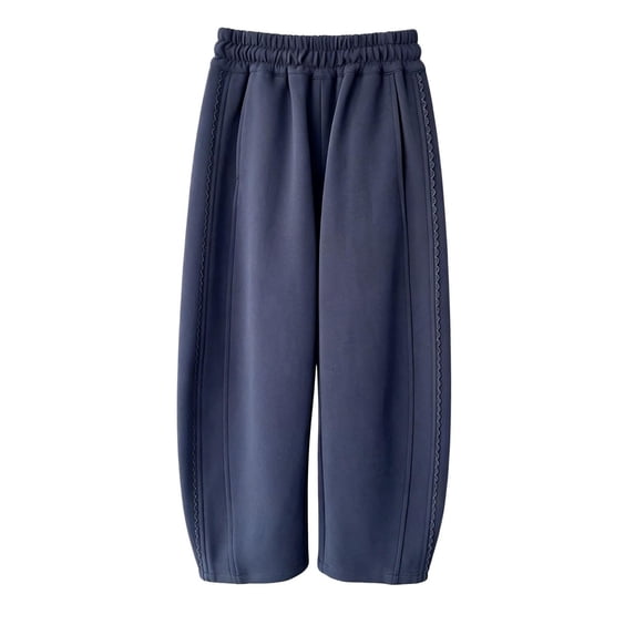 ZIXKCGDSE Pants for Girls Lightweight Elastic Waist Wide Leg Pants Loose Straight Trousers Size 8-9 Years