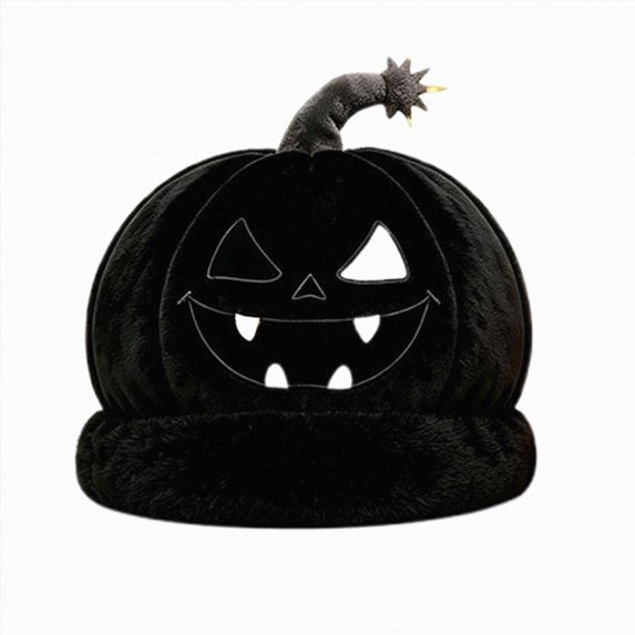WXFAZCVU Pumpkin Hat Halloween Plush Embroidered Cosplay Party Headwear Trick Treating Accessory for Party One Size