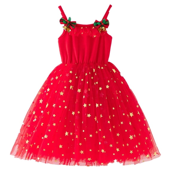 WXFAZCVU Toddler Baby Girl Christmas Dress Spaghetti Strap Sequin Tutu Dresses Fashion Going Out Size 4-5 Years