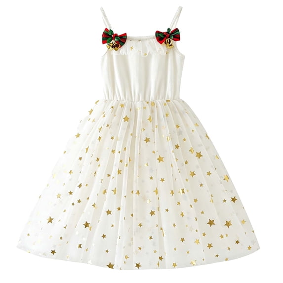 WXFAZCVU Toddler Baby Girl Christmas Dress Spaghetti Strap Sequin Tutu Dresses Fashion Going Out Size 4-5 Years