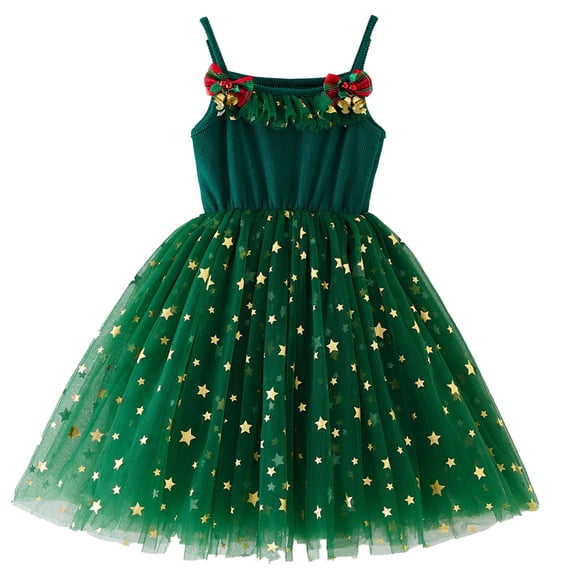 WXFAZCVU Toddler Baby Girl Christmas Dress Spaghetti Strap Sequin Tutu Dresses Fashion Going Out Size 6-7 Years