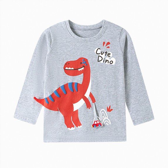 WXFAZCVU Toddler Boys Long Sleeve Dinosaur Shirts Kid Cute Graphic T-Shirt Everyday Wear Size 3 Years